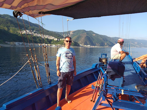 Pescatourism in Bagnara Calabra, Italy in traditional boat for swordfish fishing